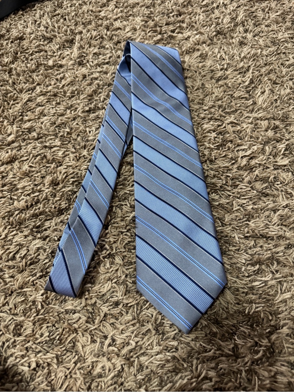 Men's Blue and Gray Diagonal Stripe Tie